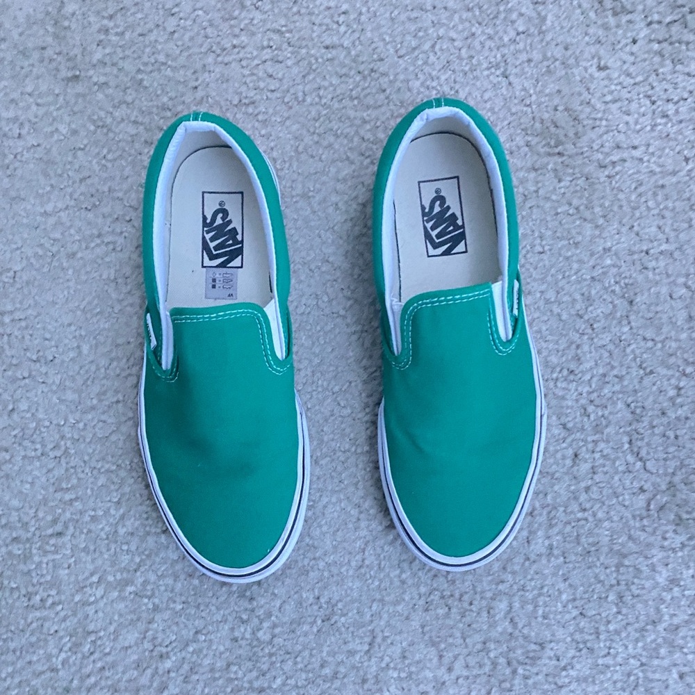 vans green slip ons